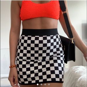 checkered mini skirt